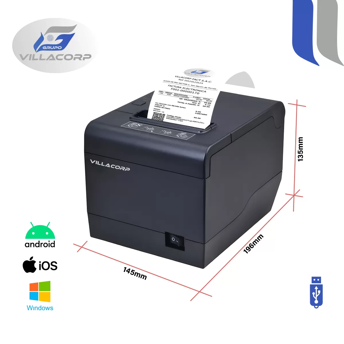 Ticketeras termica 80x80mm - USB