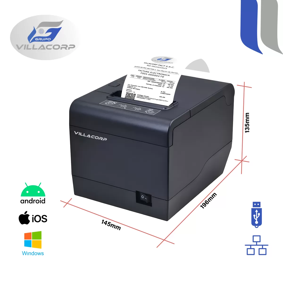 Ticketeras termica 80x80mm - USB + LAN