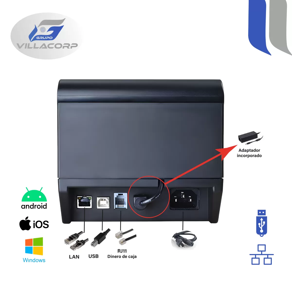 Ticketeras termica 80x80mm - USB + LAN