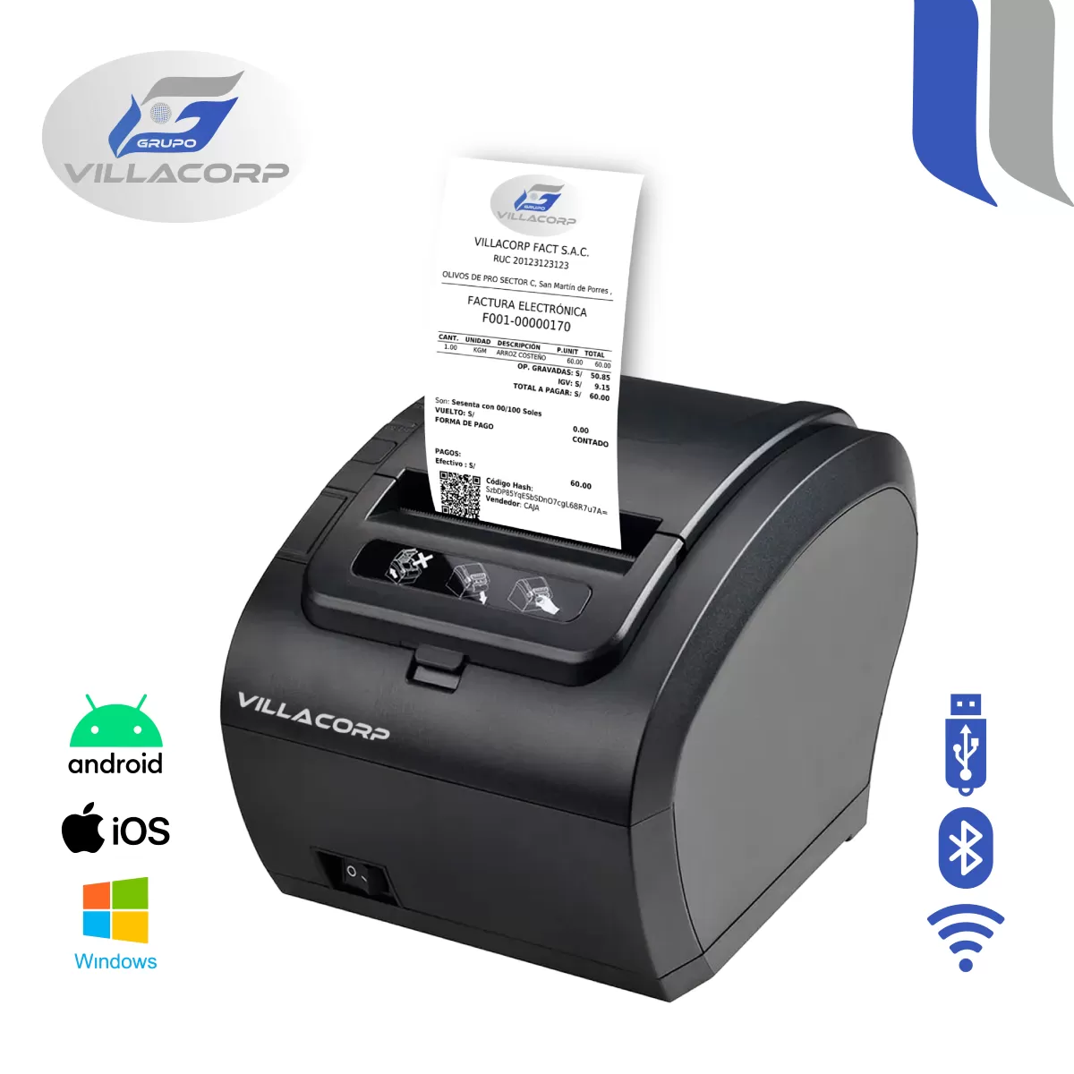 Ticketeras termica 80x80mm - USB + WiFi + Bluetooth