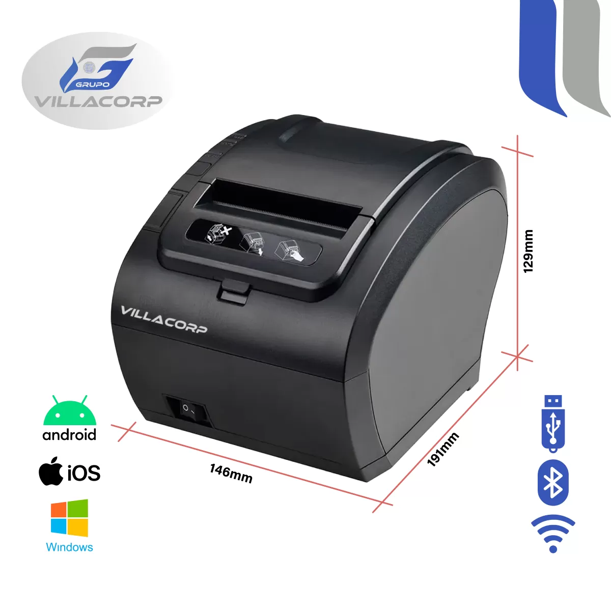 Ticketeras termica 80x80mm - USB + WiFi + Bluetooth