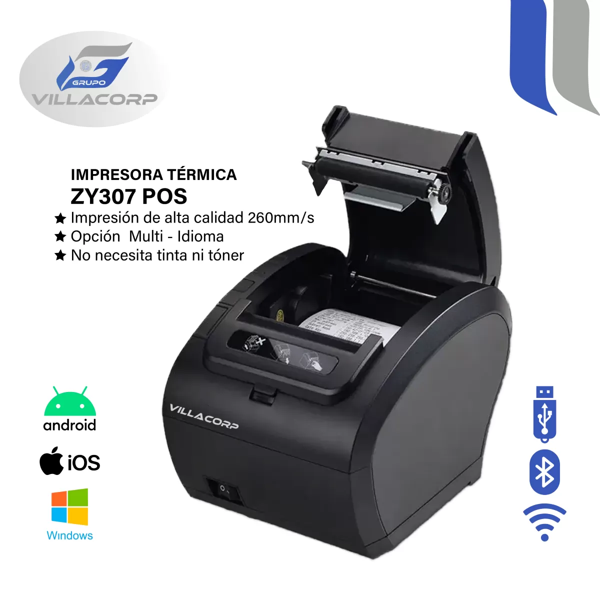 Ticketeras termica 80x80mm - USB + WiFi + Bluetooth