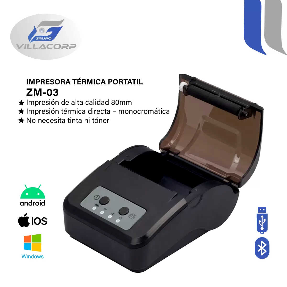 Ticketeras termica Portátil 57x40mm - USB + Bluetooth