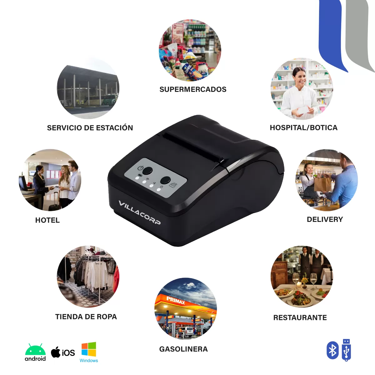 Ticketeras termica Portátil 57x40mm - USB + Bluetooth