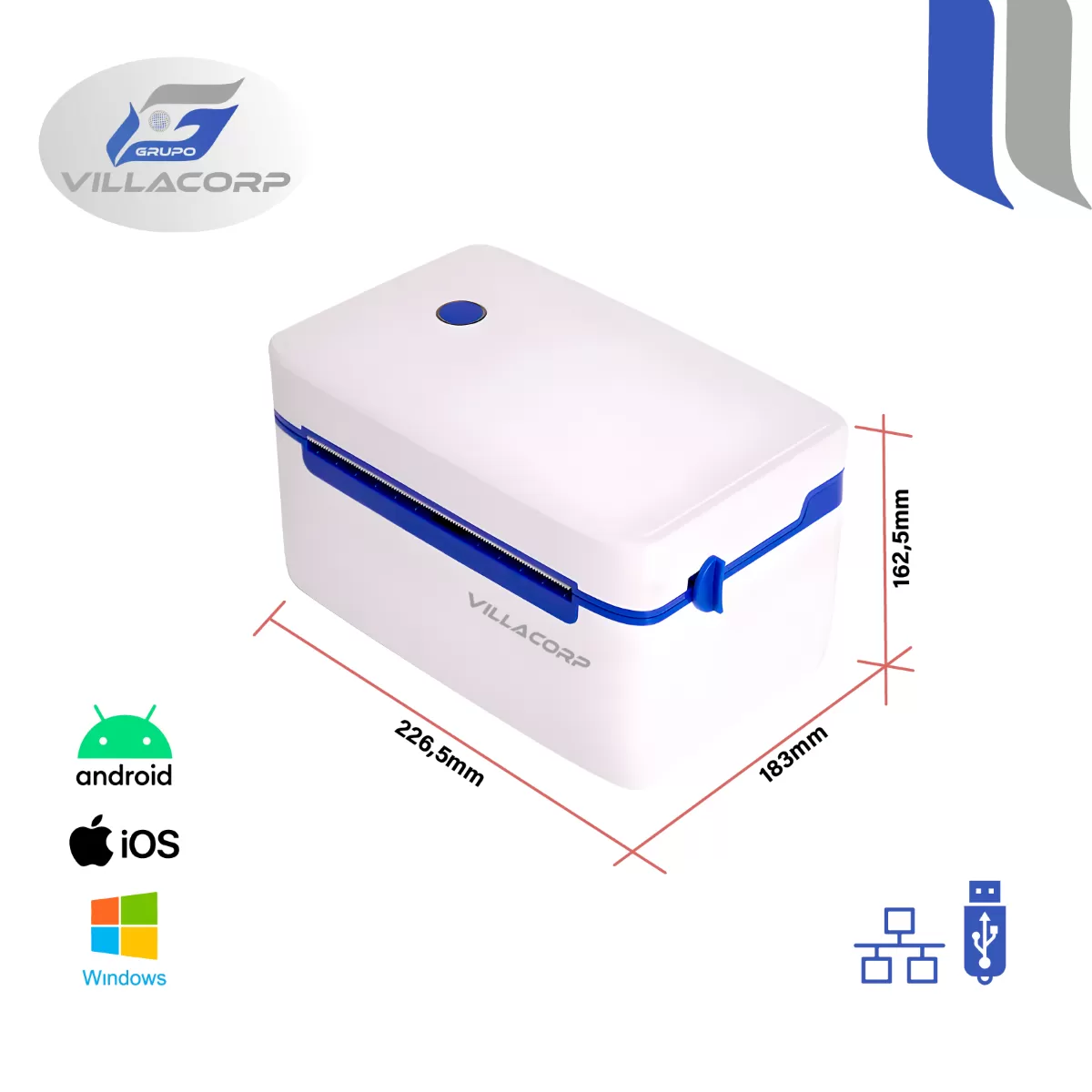 Impresora Térmica de etiquetas 100mm - USB + LAN + RS232