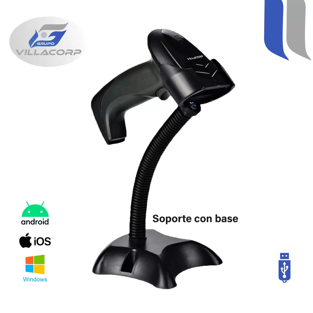 Lector de Códigos de Barras 1D y QR 2D Inalámbrico