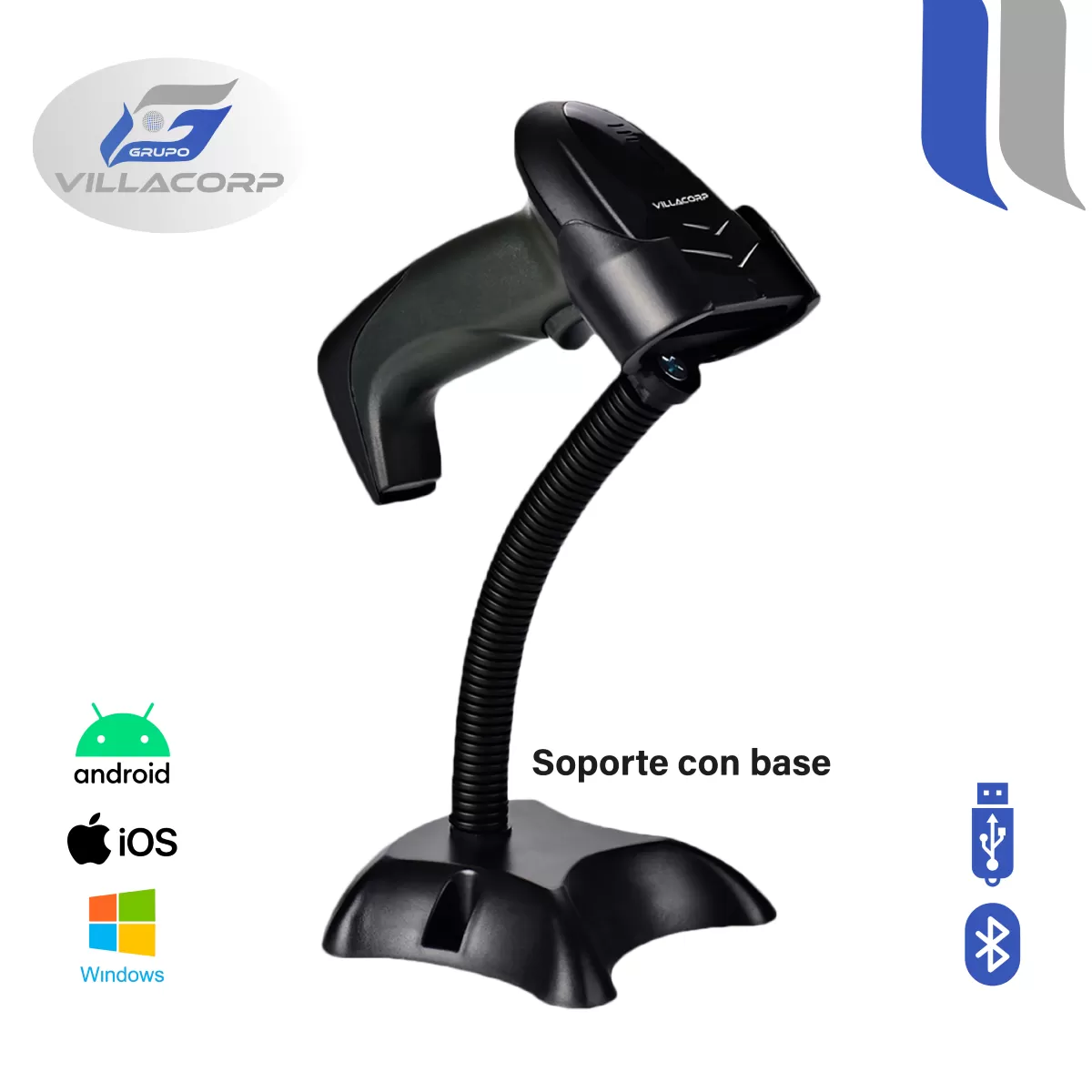 Lector de Códigos de Barras 1D y QR 2D Inalámbrico + Bluetooth