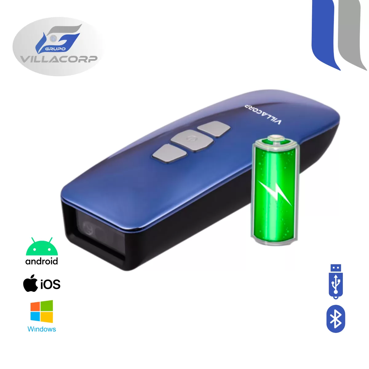 Lector de Códigos de Barras 1D y QR 2D Portátil Inalámbrico + Bluetooth