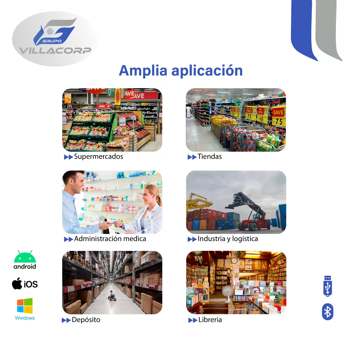 Lector de Códigos de Barras 1D y QR 2D Portátil Inalámbrico + Bluetooth