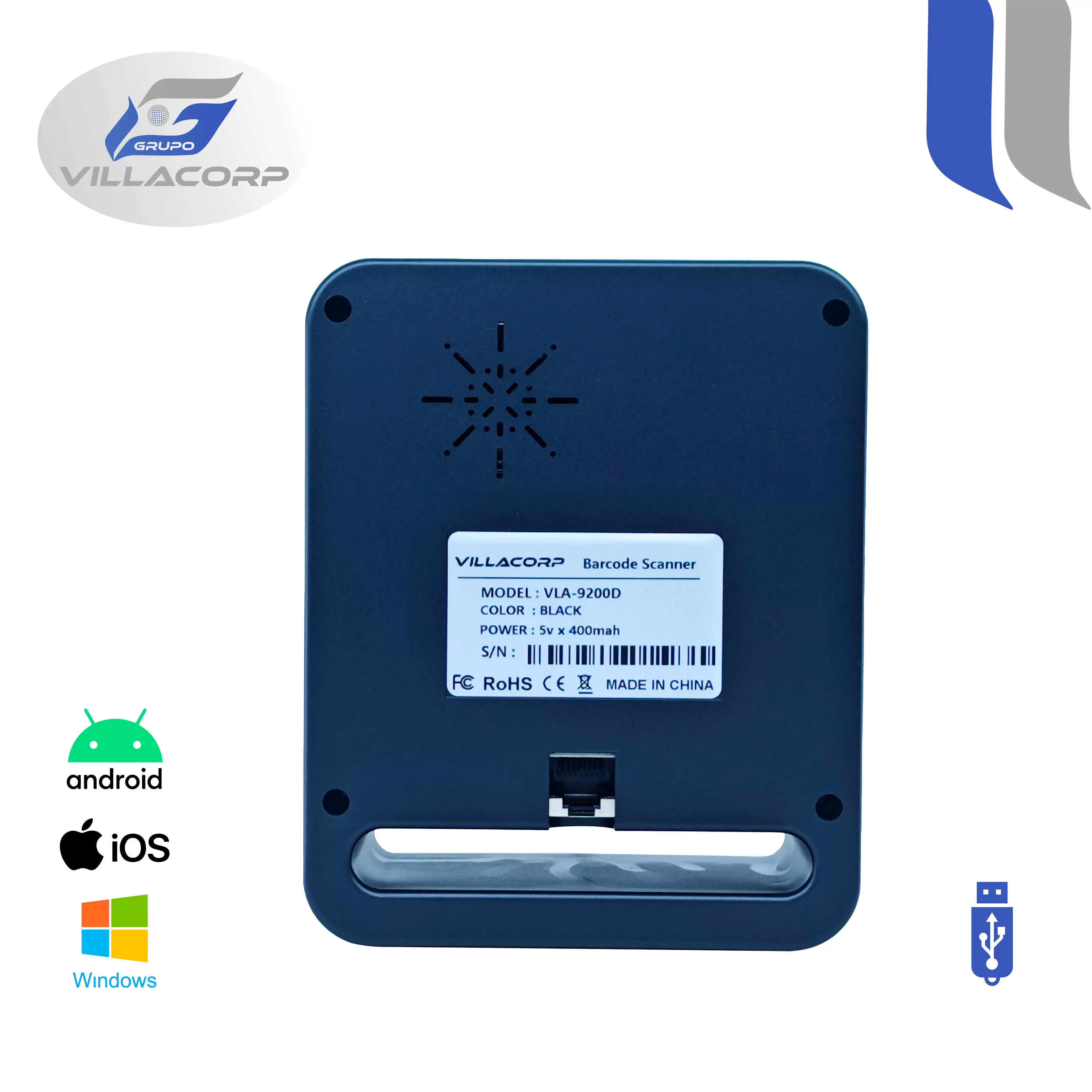 Lector Omnidireccional de Códigos de Barras 1D y QR 2D de Escritorio