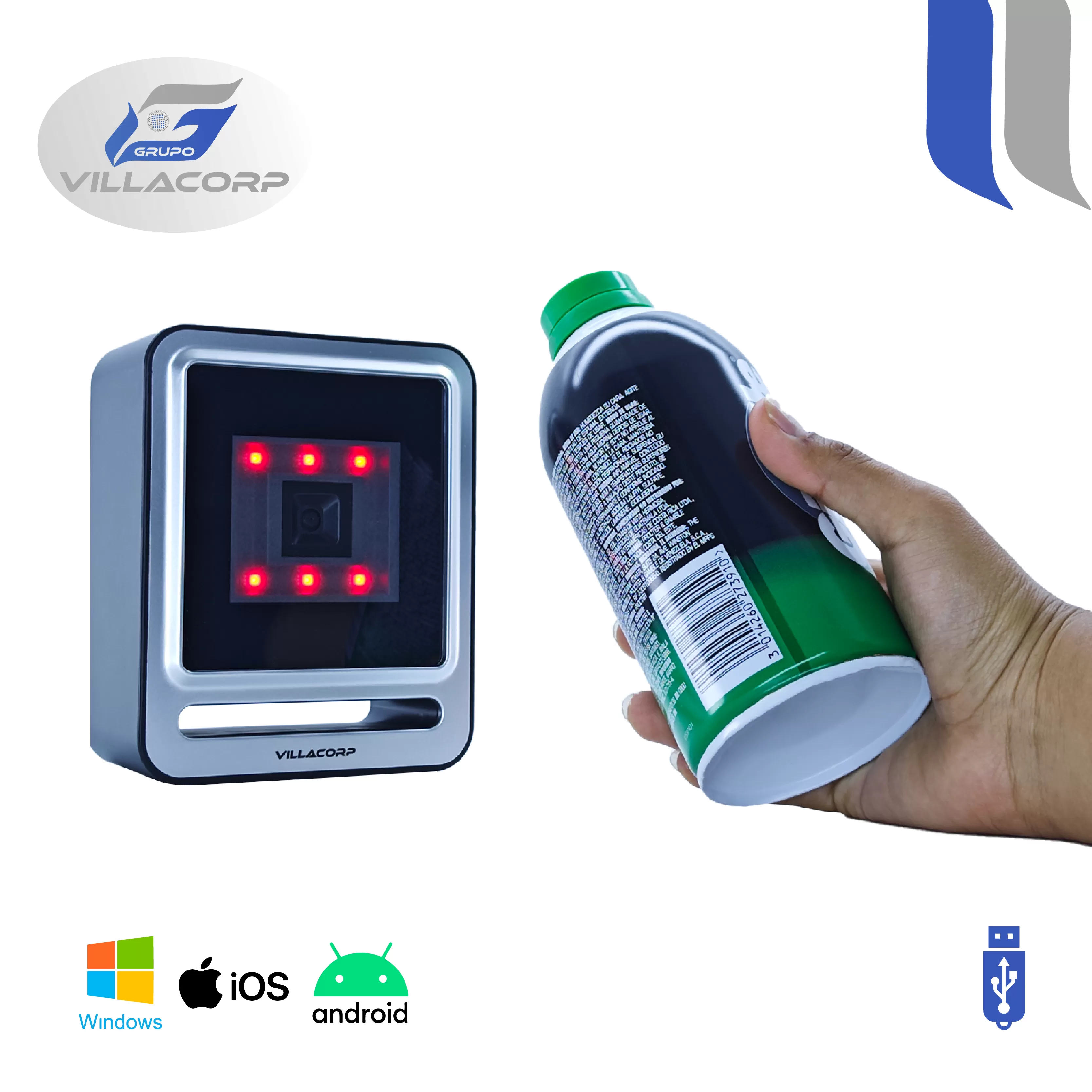 Lector Omnidireccional de Códigos de Barras 1D y QR 2D de Escritorio