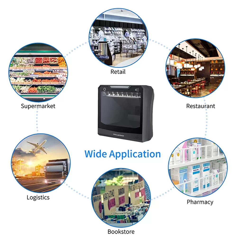 Lector Omnidireccional de Códigos de Barras 1D y QR 2D de Escritorio - Alto Rendimiento