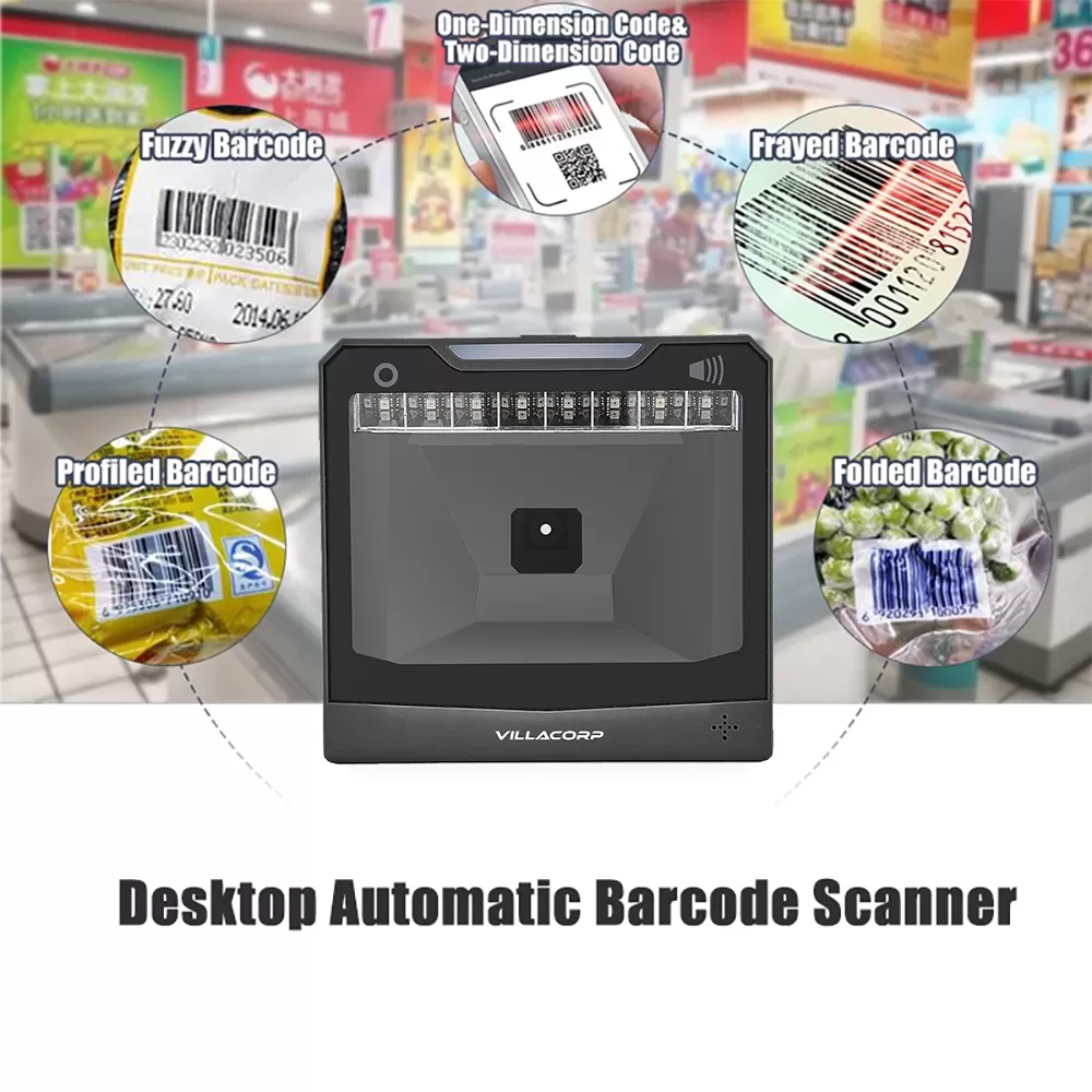 Lector Omnidireccional de Códigos de Barras 1D y QR 2D de Escritorio - Alto Rendimiento