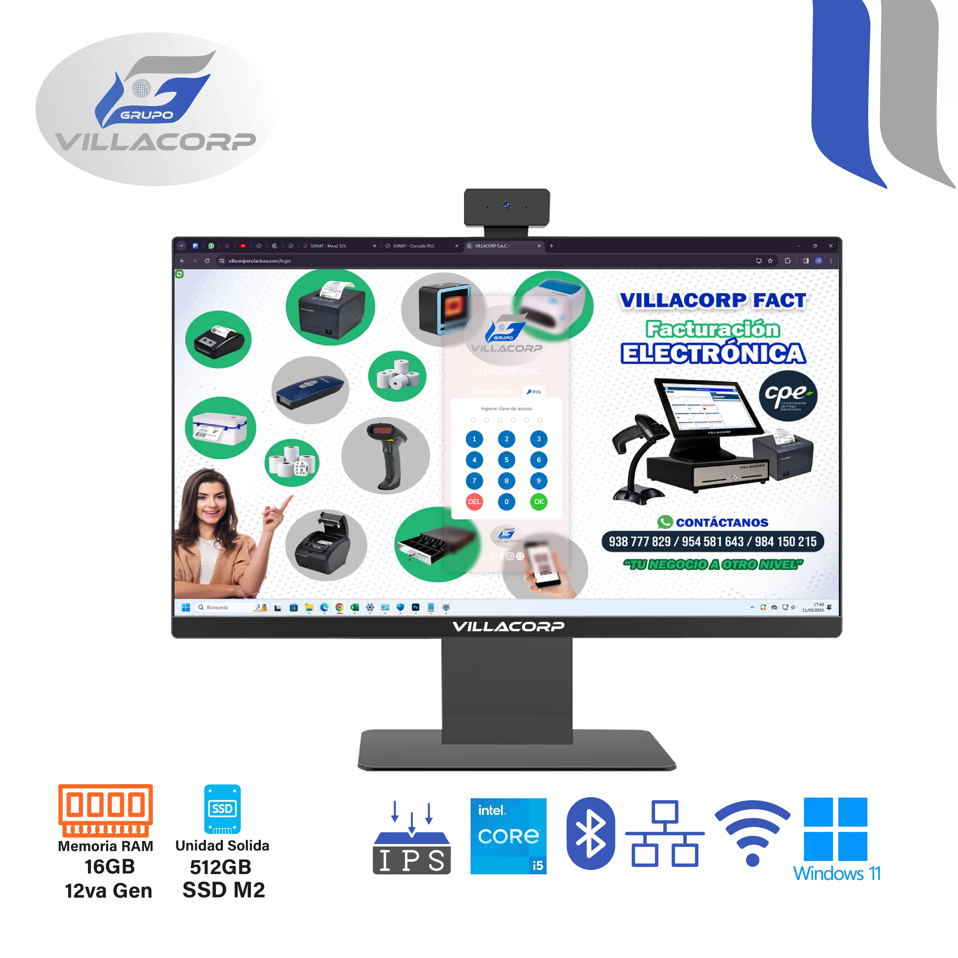 All In One 23.8" Core i5 16GB + 512GB SSD M2 IPS