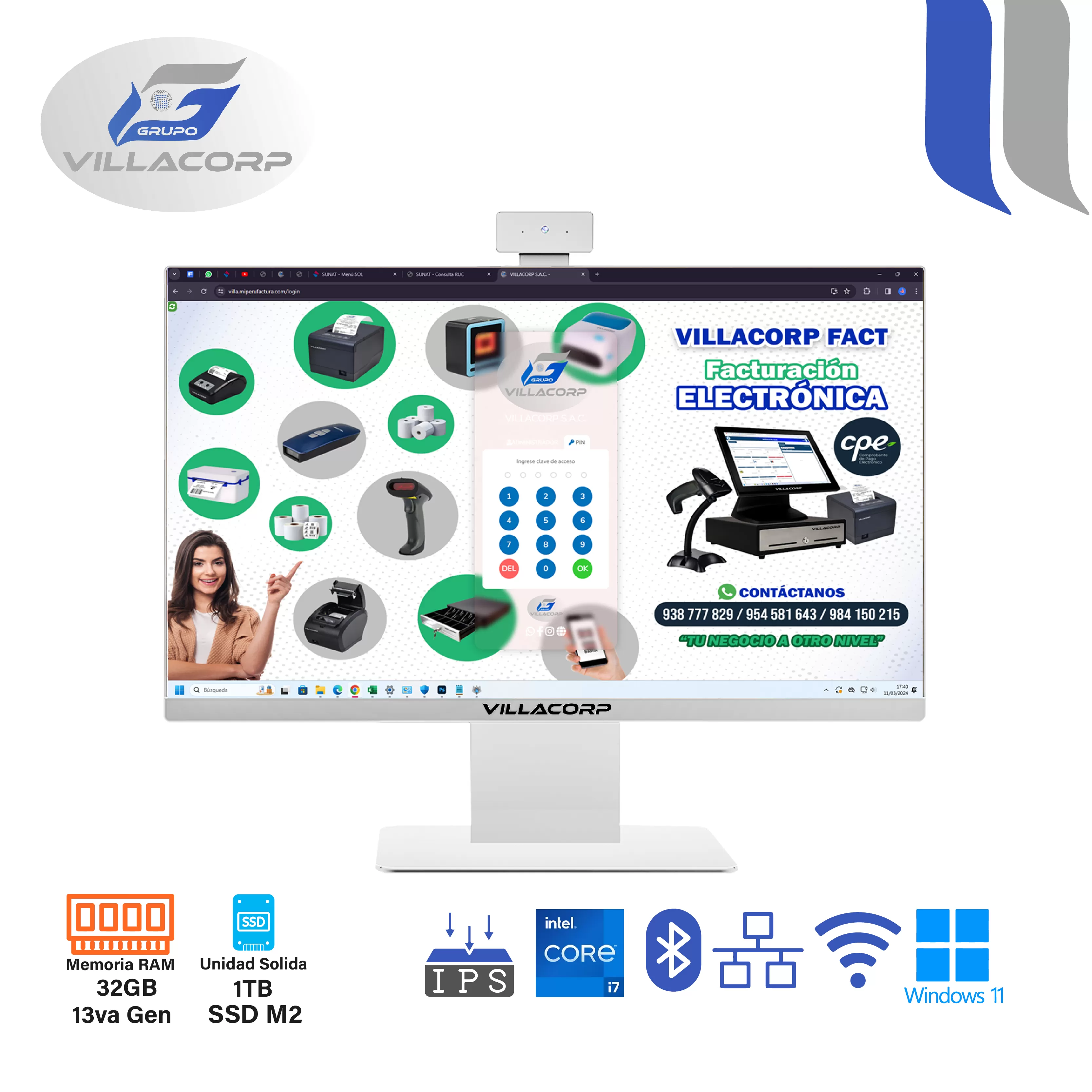 All In One 23.8" Core i7 32GB + 1TB SSD M2 IPS