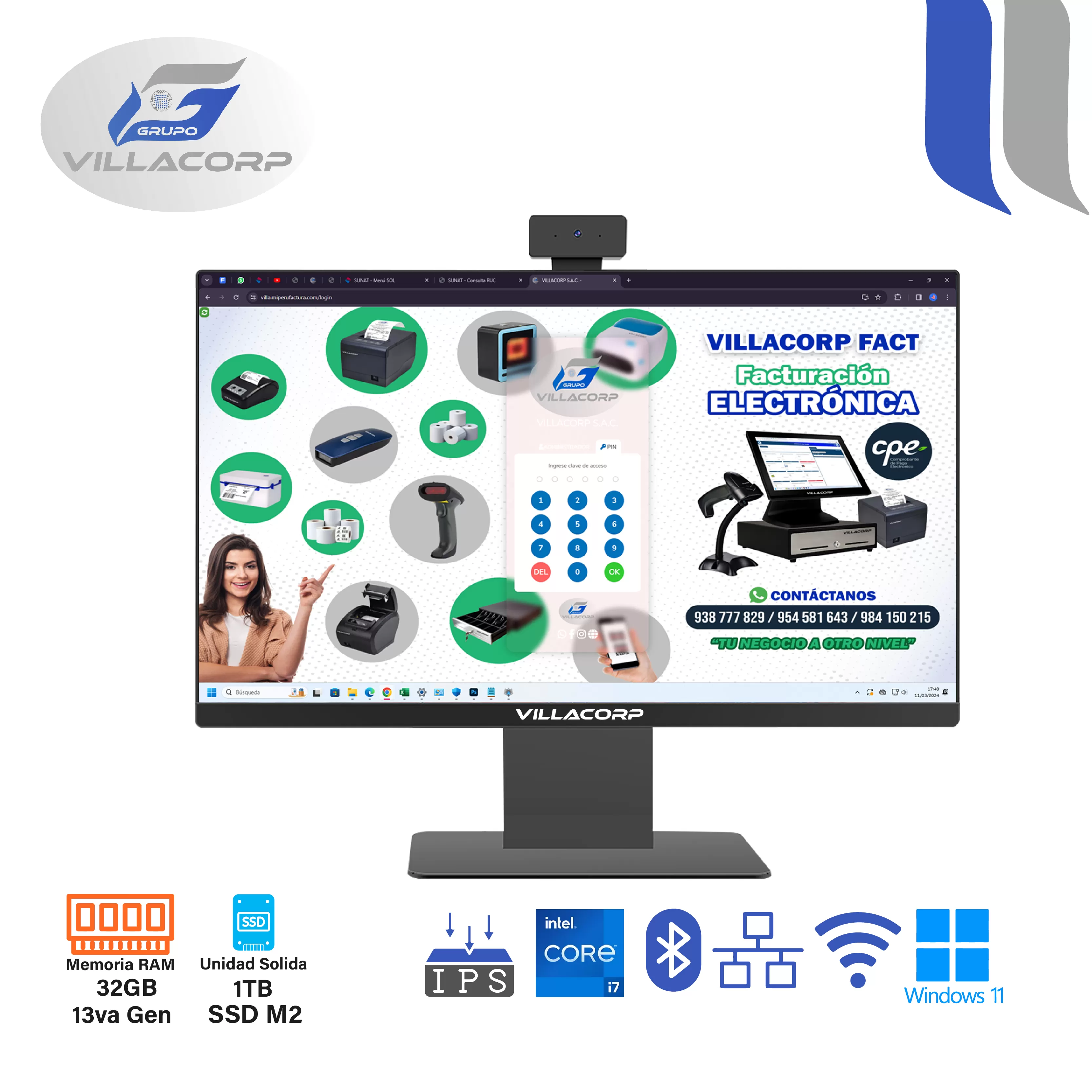 All In One 23.8" Core i7 32GB + 1TB SSD M2 IPS